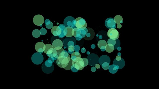 Light sea green 4k unfocused light dots on black background. Motion graphics of blurry dotted light appearing on screen.
