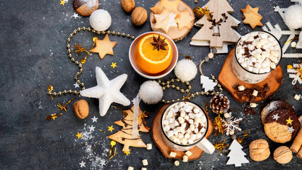 Christmas table setting with sweet treats.