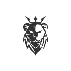 Lion Head Crown Mascot Emblem Template Brand Modern