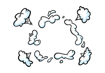 Comic boom smoke effect. Puff and burst clouds for surprising and explosive events. Vector illustartion isolated in white background