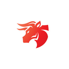Bull Buffalo Bison Head Horn Icon Vector Logo Design