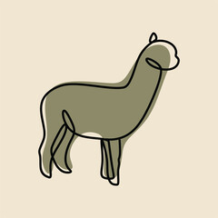 Alpaca animal oneline continuous line art premium vector