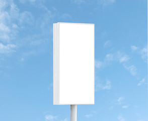 Outdoor billboard on blue sky background with white background mock up. clipping path