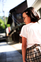 a poses of a girl on the street 