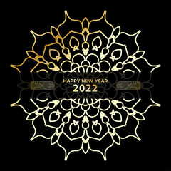 Happy new year banner or card template with luxury mandala 
