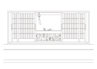 和室の線画ベクターイラスト