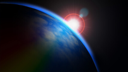 Blue planet in the horizon