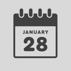Icon day date 28 January, template calendar page