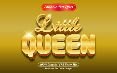 Editable text effect little queen gold style