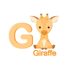 Cute giraffe in cartoon style. Alphabet for children.
