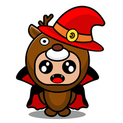 vector cartoon character Halloween animal mascot costume red witch cloak dracula