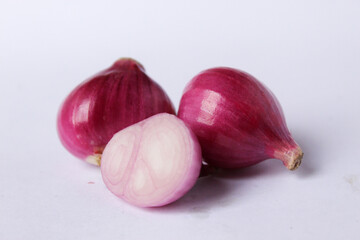 red shallots image isolated background, healthy food object for seasoning
