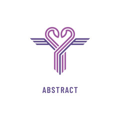 Heart Shaped Caduceus Striped Vector Icon