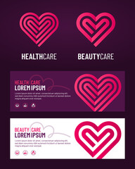 Healthcare or Love Luxury Banner and Icon Set