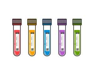 Various Colored Test Tubes with Labels - 460744864