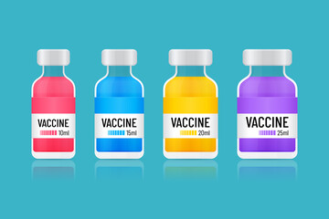Transparent Vaccine Bottles Icon Set