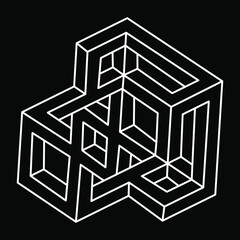 Geometric figures. Impossible shapes. Web design element. Optical illusion object. Line design.