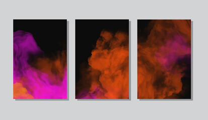 Color Splash banners set. Background smoke paint.