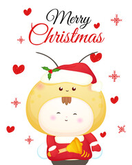 Obraz na płótnie Canvas Cute baby santa costume for merry christmas card illustration Premium Vector