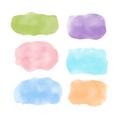 Set of abstract watercolor stains. Colored spots of paint, gouache isolated on the background. Vector illustration