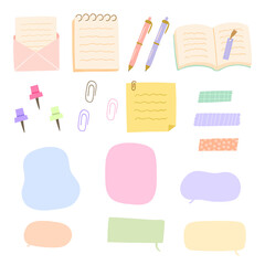 study tools element set in cute color