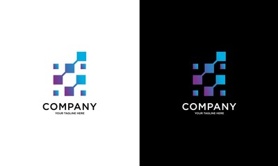 Business letter D vector company logo design. Color gradient digital letter icon template for technology.