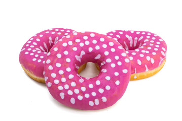 donuts in pink glaze isolated
