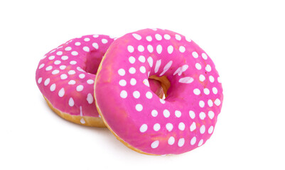 donuts in pink glaze isolated