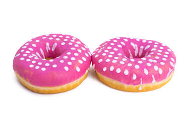 donuts in pink glaze isolated