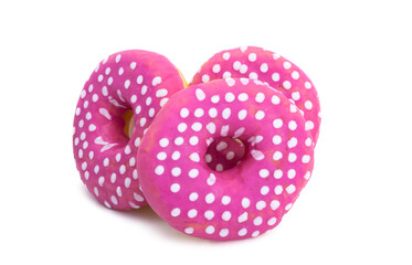 donuts in pink glaze isolated