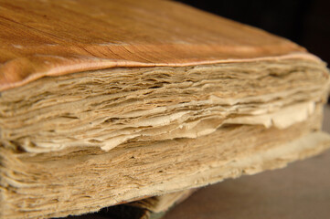 Ancient antique closed book. Old arabic manuscripts and texts