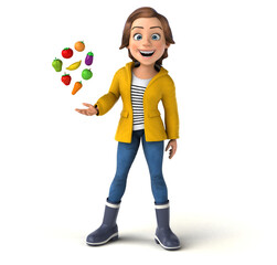 Fun 3D illustration of a cartoon teenage girl