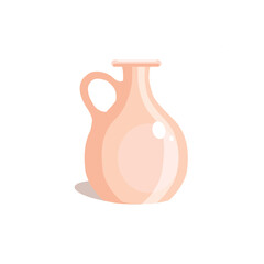 Clay pitcher. Decorative vase, flat style. Jug isolated on white background. Vector illustration. 