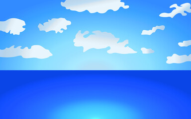 Fototapeta na wymiar 3d Abstract background blue ocean and cloud wallpaper flat gradient color vector illustration