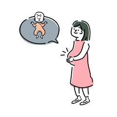 赤ちゃんを待つ妊婦さんのイラスト