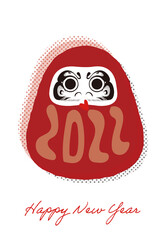 2022年達磨さん年賀状テンプレート／かわいい／シンプル