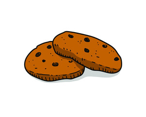 Vector illustration of cookies with chocolate chips, isolated on a white background.