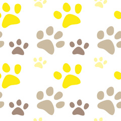 Vector seamless pattern with cat or dog,kitten or puppy footprints. Can be used for wallpaper,fabric, web page background, surface textures.