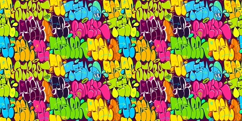 Seamless Abstract Hip Hop Street Art Graffiti Style Urban Colorful Vector Illustration Background