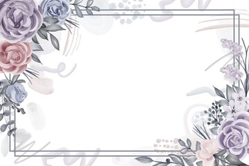 floral frame background winter with flower rose and leaves
