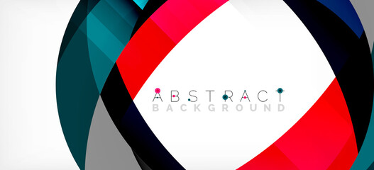 Geometric abstract background. Circle created with overlapping color shapes. Vector Illustration For Wallpaper, Banner, Background, Landing Page