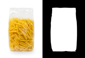 Transparent plastic pasta bag penne rigate