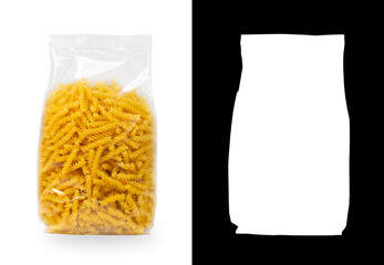 Transparent plastic pasta bag fusilli