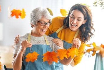 Women doing autumn decor