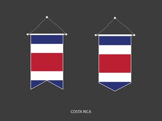 2 style of Costa rica flag. Ribbon versions and Arrow versions. Both isolated on a black background.