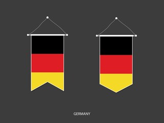 2 style of Germany flag. Ribbon versions and Arrow versions. Both isolated on a black background.