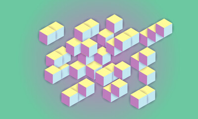 Obraz premium Pastel colored tiled cubes for background
