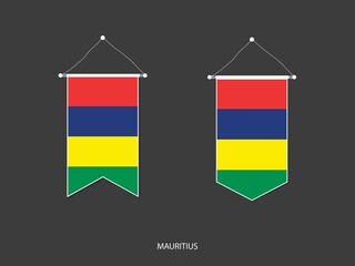 2 style of Mauritius flag. Ribbon versions and Arrow versions. Both isolated on a black background.