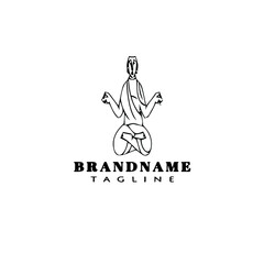 buddha logo cartoon icon design black isolated vector illustration