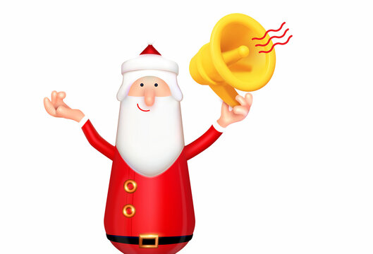 3D Santa Claus character with megaphone. Season offer. Christmas sale design